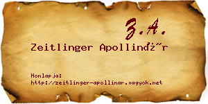 Zeitlinger Apollinár névjegykártya
